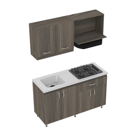 Cocina Ambar Mitte 150x213cm Con Mesón Y Estufa Y Con Pozuelo Para Ubicar A La Izquierda O Derecha - COCINAS | Bylmo