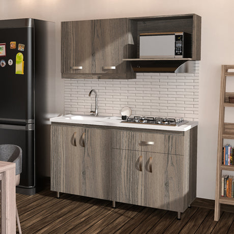 Cocina Ambar Mitte 150x213cm Con Mesón Y Estufa Y Con Pozuelo Para Ubicar A La Izquierda O Derecha - COCINAS | Bylmo