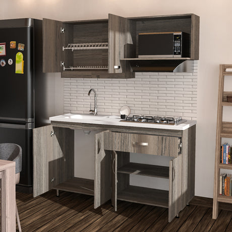 Cocina Ambar Mitte 150x213cm Con Mesón Y Estufa Y Con Pozuelo Para Ubicar A La Izquierda O Derecha - COCINAS | Bylmo