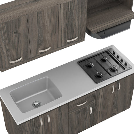 Cocina Ambar Mitte 180x213cm Con Mesón Y Estufa Y Con Pozuelo Para Ubicar A La Izquierda O Derecha - COCINAS | Bylmo