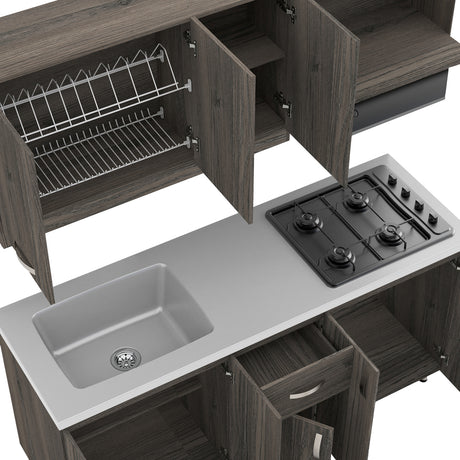 Cocina Ambar Mitte 180x213cm Con Mesón Y Estufa Y Con Pozuelo Para Ubicar A La Izquierda O Derecha - COCINAS | Bylmo