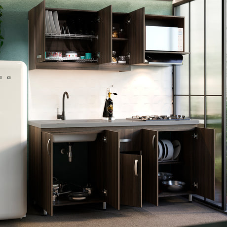 Cocina Ambar Mitte 180x213cm Con Mesón Y Estufa Y Con Pozuelo Para Ubicar A La Izquierda O Derecha - COCINAS | Bylmo