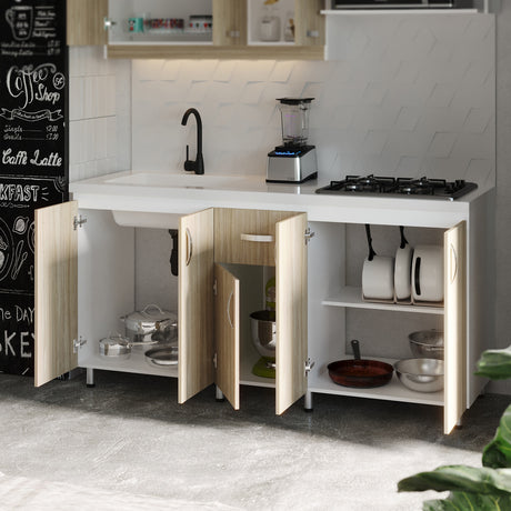 Mueble Inferior de Cocina Ambar Soder 178x86cm sin Mesón sin Estufa y con Organizador de Cubiertos - MUEBLES INFERIORES DE COCINA | Bylmo