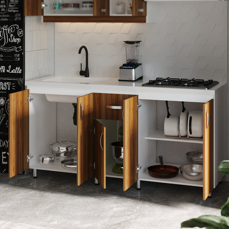 Mueble Inferior de Cocina Ambar Gracia 178x86cm sin Mesón sin Estufa y con Organizador de Cubiertos - MUEBLES INFERIORES DE COCINA | Bylmo
