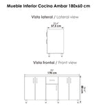 Mueble Inferior de Cocina Ambar Gracia 178x86cm sin Mesón sin Estufa y con Organizador de Cubiertos - MUEBLES INFERIORES DE COCINA | Bylmo