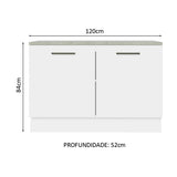 Mueble Inferior de Cocina Agata Blanco 120x84cm con Mesón sin Cajones y sin Estufa - MUEBLES INFERIORES DE COCINA | Bylmo