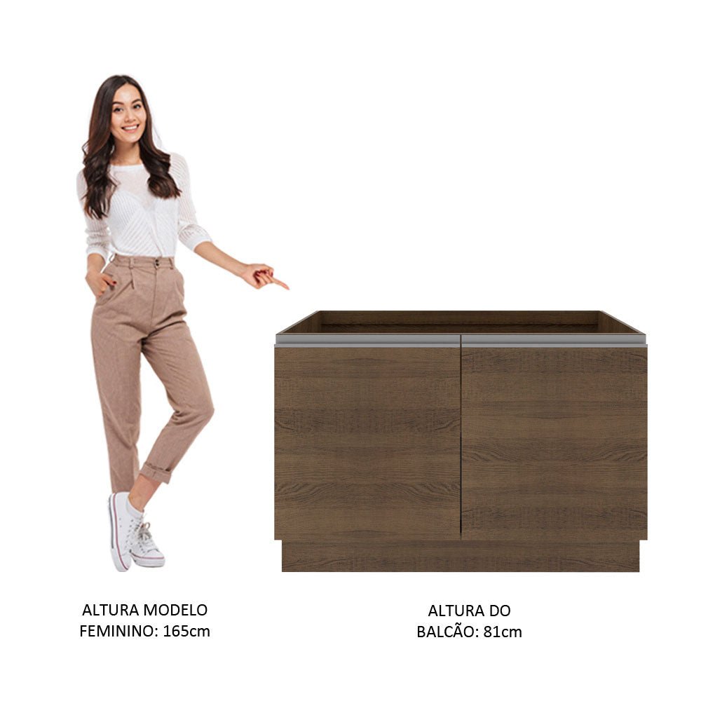 Mueble Inferior de Cocina Glamy Marron 120x81cm sin Mesón sin Estufa y sin Cajones - MUEBLES INFERIORES DE COCINA | Bylmo