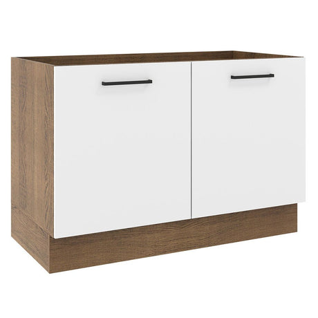 Mueble Inferior de Cocina Agata Marron y Blanco 120x81cm sin Mesón sin Estufa y sin Cajones - MUEBLES INFERIORES DE COCINA | Bylmo