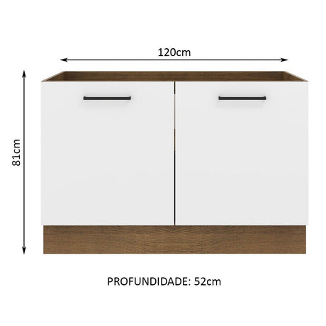 Mueble Inferior de Cocina Agata Marron y Blanco 120x81cm sin Mesón sin Estufa y sin Cajones - MUEBLES INFERIORES DE COCINA | Bylmo