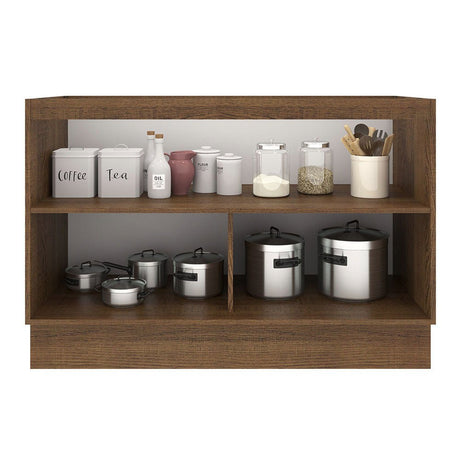 Mueble Inferior de Cocina Agata Marron y Blanco 120x81cm sin Mesón sin Estufa y sin Cajones - MUEBLES INFERIORES DE COCINA | Bylmo