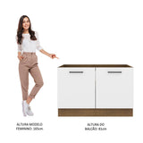 Mueble Inferior de Cocina Agata Marron y Blanco 120x81cm sin Mesón sin Estufa y sin Cajones - MUEBLES INFERIORES DE COCINA | Bylmo