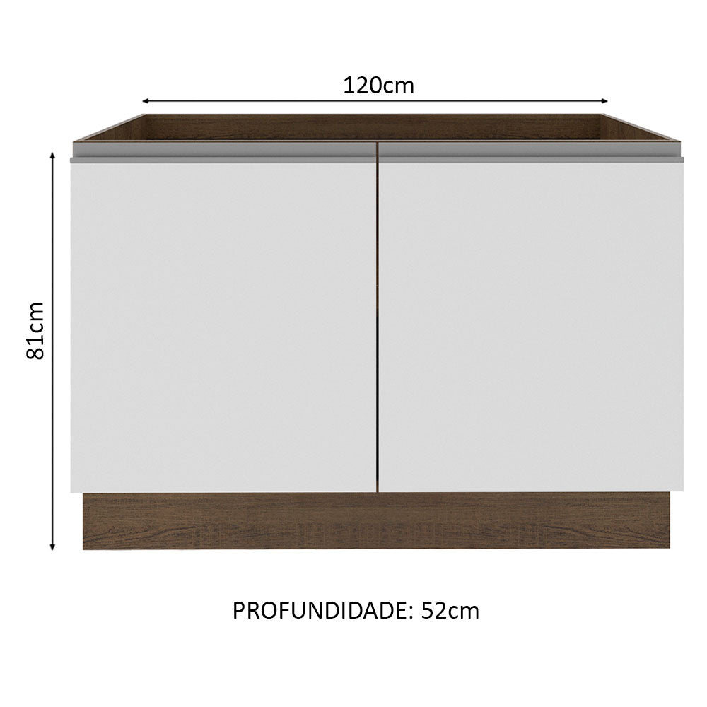 Mueble Inferior de Cocina Glamy Marron y Blanco 120x81cm sin Mesón y sin Estufa - MUEBLES INFERIORES DE COCINA | Bylmo