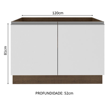 Mueble Inferior de Cocina Glamy Marron y Blanco 120x81cm sin Mesón y sin Estufa - MUEBLES INFERIORES DE COCINA | Bylmo