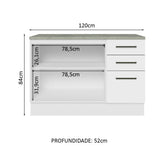 Mueble Inferior de Cocina Agata Blanco 120x84cm con Mesón y sin Estufa - MUEBLES INFERIORES DE COCINA | Bylmo