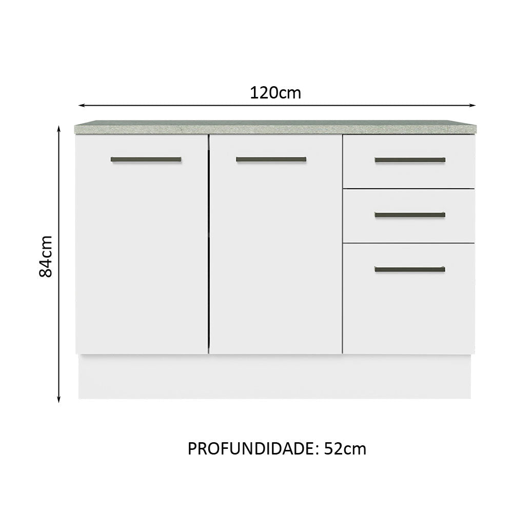 Mueble Inferior de Cocina Agata Blanco 120x84cm con Mesón y sin Estufa - MUEBLES INFERIORES DE COCINA | Bylmo