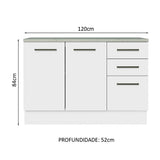 Mueble Inferior de Cocina Agata Blanco 120x84cm con Mesón y sin Estufa - MUEBLES INFERIORES DE COCINA | Bylmo