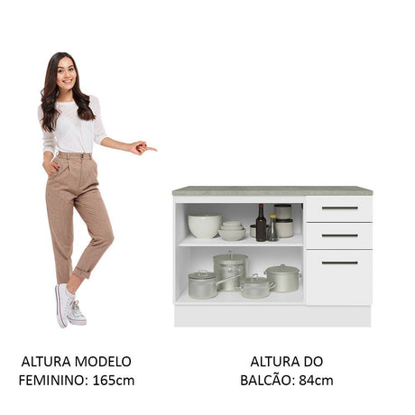 Mueble Inferior de Cocina Agata Blanco 120x84cm con Mesón y sin Estufa - MUEBLES INFERIORES DE COCINA | Bylmo