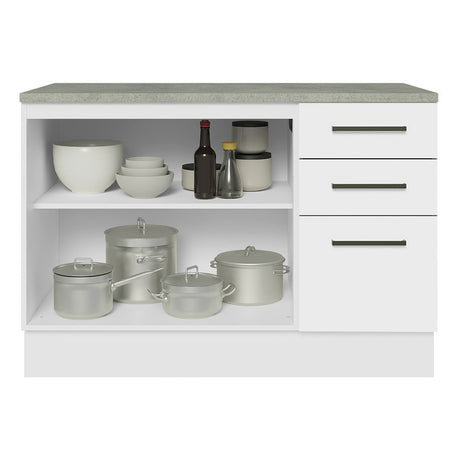 Mueble Inferior de Cocina Agata Blanco 120x84cm con Mesón y sin Estufa - MUEBLES INFERIORES DE COCINA | Bylmo