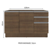 Mueble Inferior de Cocina Glamy Marron 120x81cm sin Mesón y sin Estufa - MUEBLES INFERIORES DE COCINA | Bylmo