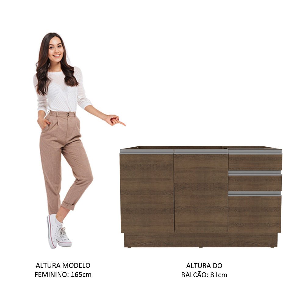 Mueble Inferior de Cocina Glamy Marron 120x81cm sin Mesón y sin Estufa - MUEBLES INFERIORES DE COCINA | Bylmo