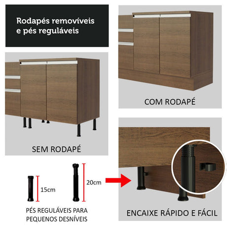 Mueble Inferior de Cocina Glamy Marron 120x81cm sin Mesón y sin Estufa - MUEBLES INFERIORES DE COCINA | Bylmo