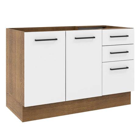 Mueble Inferior de Cocina Agata Marron y Blanco 120x81cm sin Mesón y sin Estufa - MUEBLES INFERIORES DE COCINA | Bylmo