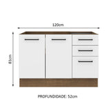 Mueble Inferior de Cocina Agata Marron y Blanco 120x81cm sin Mesón y sin Estufa - MUEBLES INFERIORES DE COCINA | Bylmo