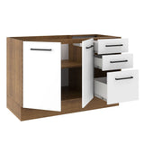 Mueble Inferior de Cocina Agata Marron y Blanco 120x81cm sin Mesón y sin Estufa - MUEBLES INFERIORES DE COCINA | Bylmo