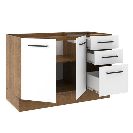 Mueble Inferior de Cocina Agata Marron y Blanco 120x81cm sin Mesón y sin Estufa - MUEBLES INFERIORES DE COCINA | Bylmo