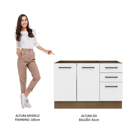Mueble Inferior de Cocina Agata Marron y Blanco 120x81cm sin Mesón y sin Estufa - MUEBLES INFERIORES DE COCINA | Bylmo