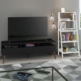 Combo Mueble de TV y Biblioteca Londres Negro y Blanco 221x140cm Para TV Hasta 65 Pulgadas con Ranuras para Cables - MUEBLES DE TV | Bylmo