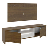 Combo Mueble y Panel de TV Metz Marron y Blanco 180x120cm Para TV Hasta 55 Pulgadas con Ranuras para Cables - MUEBLES DE TV | Bylmo