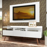 Combo Mueble y Panel de TV Londres Blanco 160x141cm Para TV Hasta 55 Pulgadas con Ranuras para Cables - MUEBLES DE TV | Bylmo