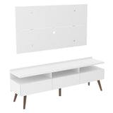 Combo Mueble y Panel de TV Londres Blanco 160x141cm Para TV Hasta 55 Pulgadas con Ranuras para Cables - MUEBLES DE TV | Bylmo