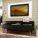 Combo Mueble y Panel de TV Londres Negro y Blanco 160x141cm Para TV Hasta 55 Pulgadas con Ranuras para Cables - MUEBLES DE TV | Bylmo