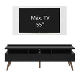 Combo Mueble y Panel de TV Londres Negro y Blanco 160x141cm Para TV Hasta 55 Pulgadas con Ranuras para Cables - MUEBLES DE TV | Bylmo