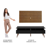 Combo Mueble y Panel de TV Londres Marron y Negro 160x141cm Para TV Hasta 55 Pulgadas con Ranuras para Cables - MUEBLES DE TV | Bylmo