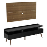Combo Mueble y Panel de TV Londres Marron y Negro 160x141cm Para TV Hasta 55 Pulgadas con Ranuras para Cables - MUEBLES DE TV | Bylmo