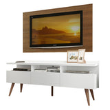 Combo Mueble y Panel de TV Londres Blanco y Marron 160x141cm Para TV Hasta 55 Pulgadas con Ranuras para Cables - MUEBLES DE TV | Bylmo