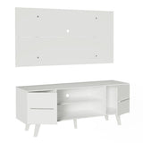 Combo Mueble y Panel de TV Copenhagen Blanco 136x126cm Para TV Hasta 55 Pulgadas con Ranuras para Cables - MUEBLES DE TV | Bylmo