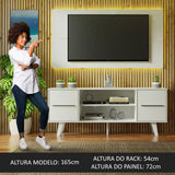 Combo Mueble y Panel de TV Copenhagen Blanco 136x126cm Para TV Hasta 55 Pulgadas con Ranuras para Cables - MUEBLES DE TV | Bylmo