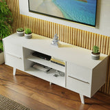 Combo Mueble y Panel de TV Copenhagen Blanco 136x126cm Para TV Hasta 55 Pulgadas con Ranuras para Cables - MUEBLES DE TV | Bylmo