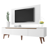Combo Mueble y Panel de TV Reims Blanco 180x122cm Para TV Hasta 55 Pulgadas con Ranuras para Cables - MUEBLES DE TV | Bylmo