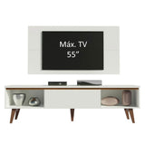 Combo Mueble y Panel de TV Reims Blanco 180x122cm Para TV Hasta 55 Pulgadas con Ranuras para Cables - MUEBLES DE TV | Bylmo