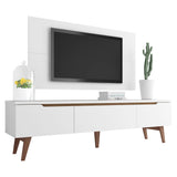 Combo Mueble y Panel de TV Reims Blanco 180x122cm Para TV Hasta 55 Pulgadas con Ranuras para Cables - MUEBLES DE TV | Bylmo