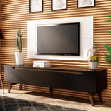 Combo Mueble y Panel de TV Reims Negro y Blanco 180x122cm Para TV Hasta 55 Pulgadas con Ranuras para Cables - MUEBLES DE TV | Bylmo