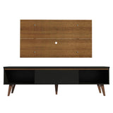 Combo Mueble y Panel de TV Reims Marron y Negro 180x122cm Para TV Hasta 55 Pulgadas con Ranuras para Cables - MUEBLES DE TV | Bylmo