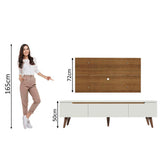 Combo Mueble y Panel de TV Reims Blanco y Marron 180x122cm Para TV Hasta 55 Pulgadas con Ranuras para Cables - MUEBLES DE TV | Bylmo