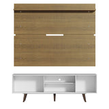 Combo Mueble y Panel de TV Cairo Blanco y Marron 160x191cm Para TV Hasta 65 Pulgadas con Ranuras para Cables - MUEBLES DE TV | Bylmo