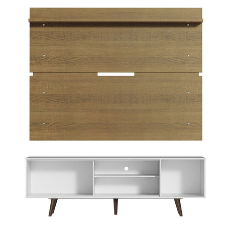 Combo Mueble y Panel de TV Cairo Blanco y Marron 160x191cm Para TV Hasta 65 Pulgadas con Ranuras para Cables - MUEBLES DE TV | Bylmo